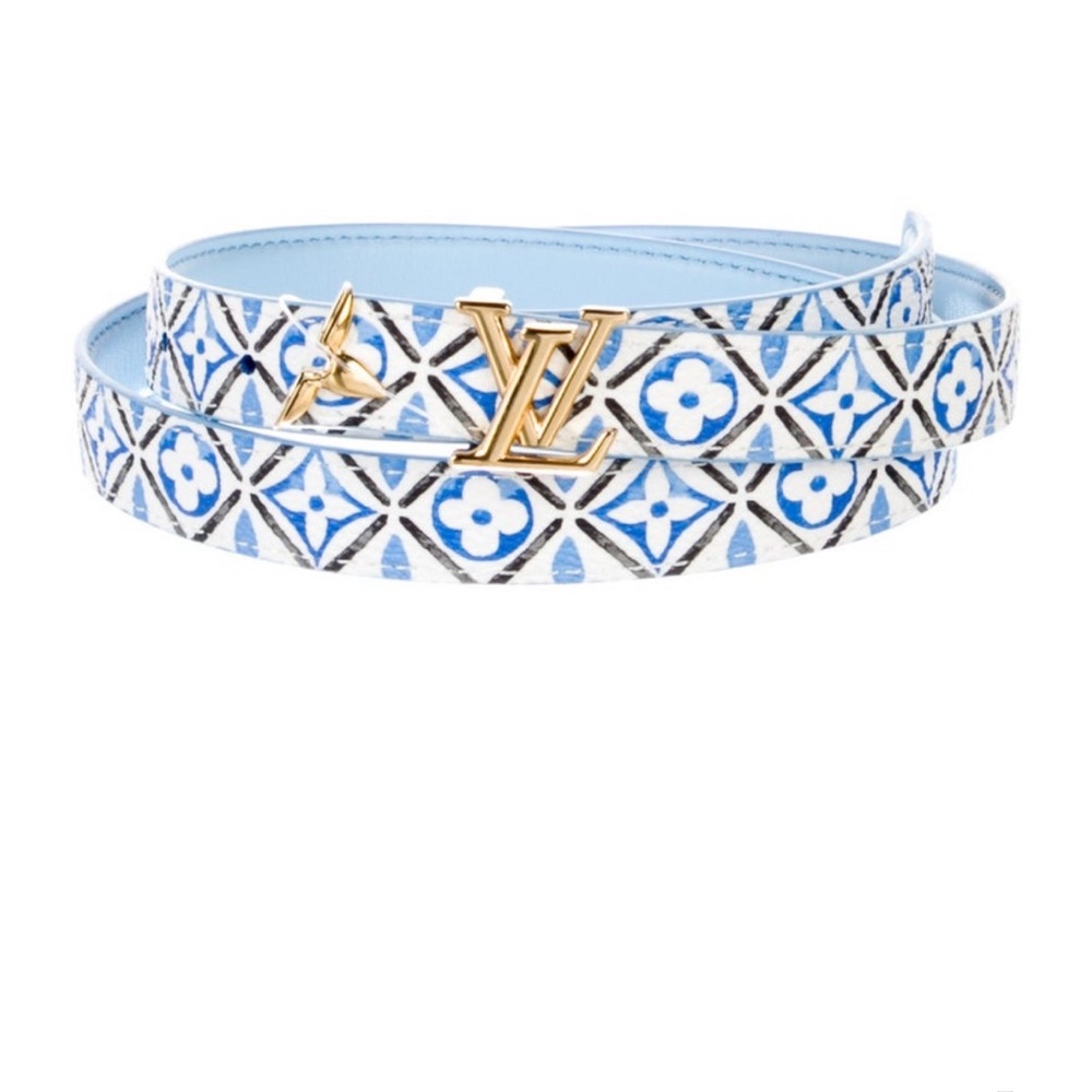 Louis Vuitton Blue mosaic azulejos by the pool Women's Belt